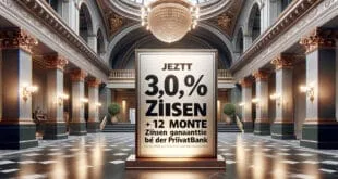 Jetzt 3,00% Zinsen + 12 Monate Zinsgarantie bei der Privatbank